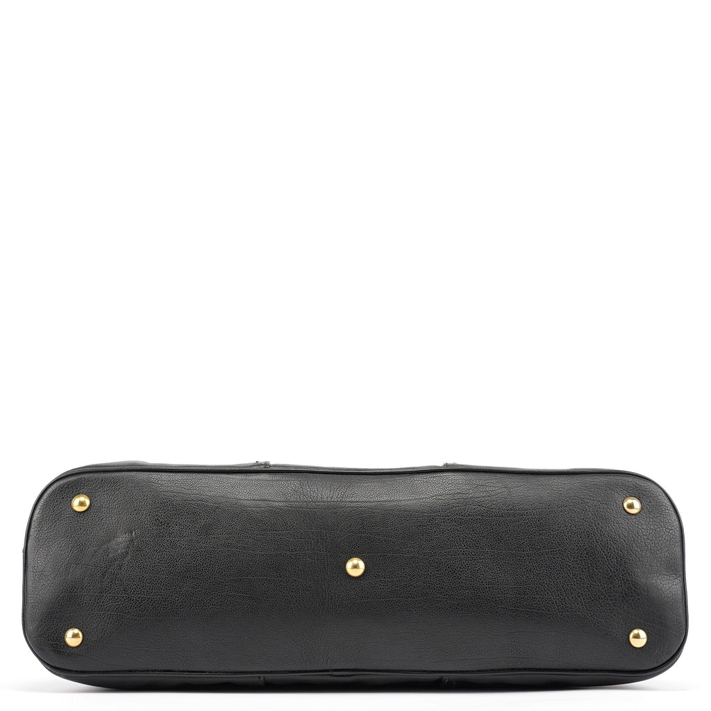 Black Calfskin Leather Muse Tote Bag