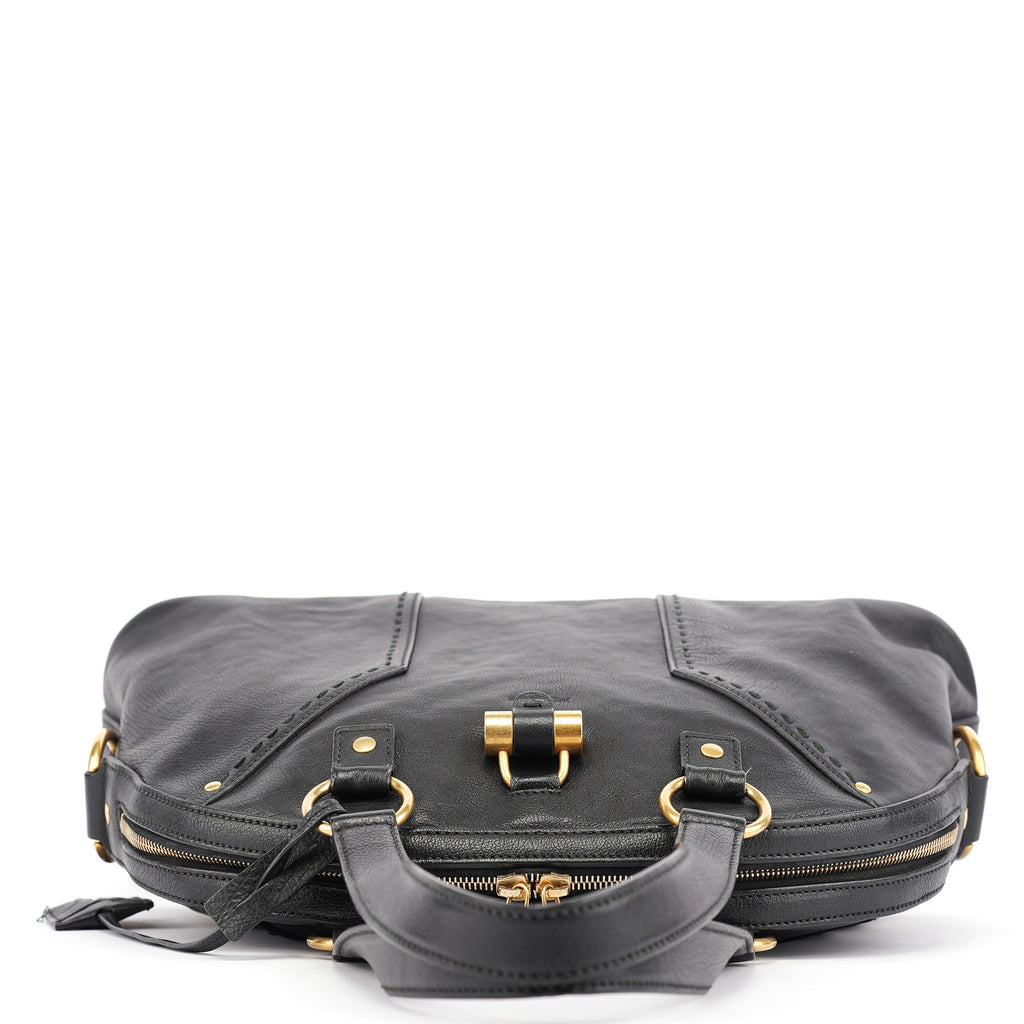 Black Calfskin Leather Muse Tote Bag