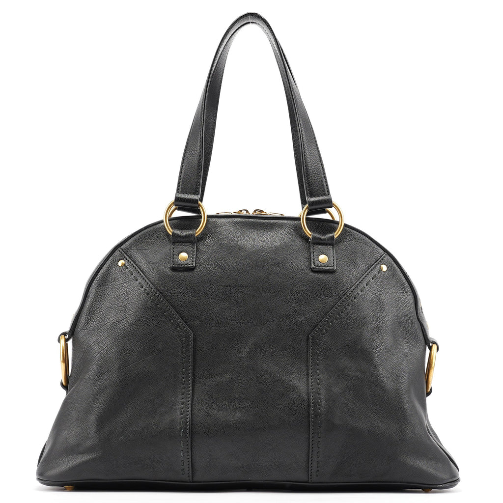 Black Calfskin Leather Muse Tote Bag