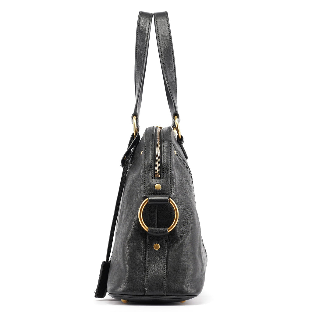Black Calfskin Leather Muse Tote Bag