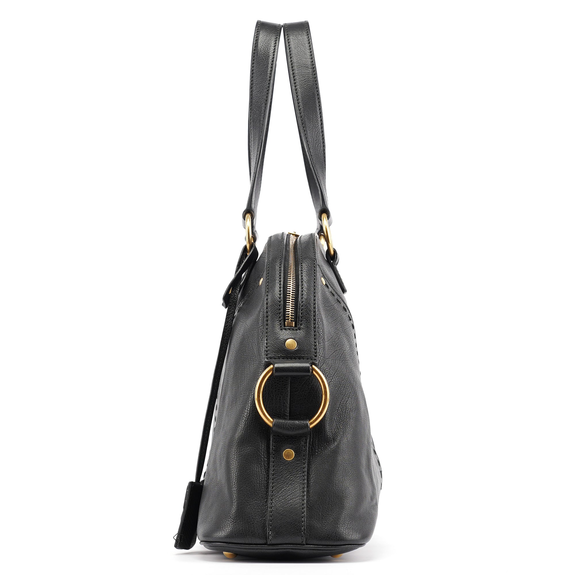Black Calfskin Leather Muse Tote Bag