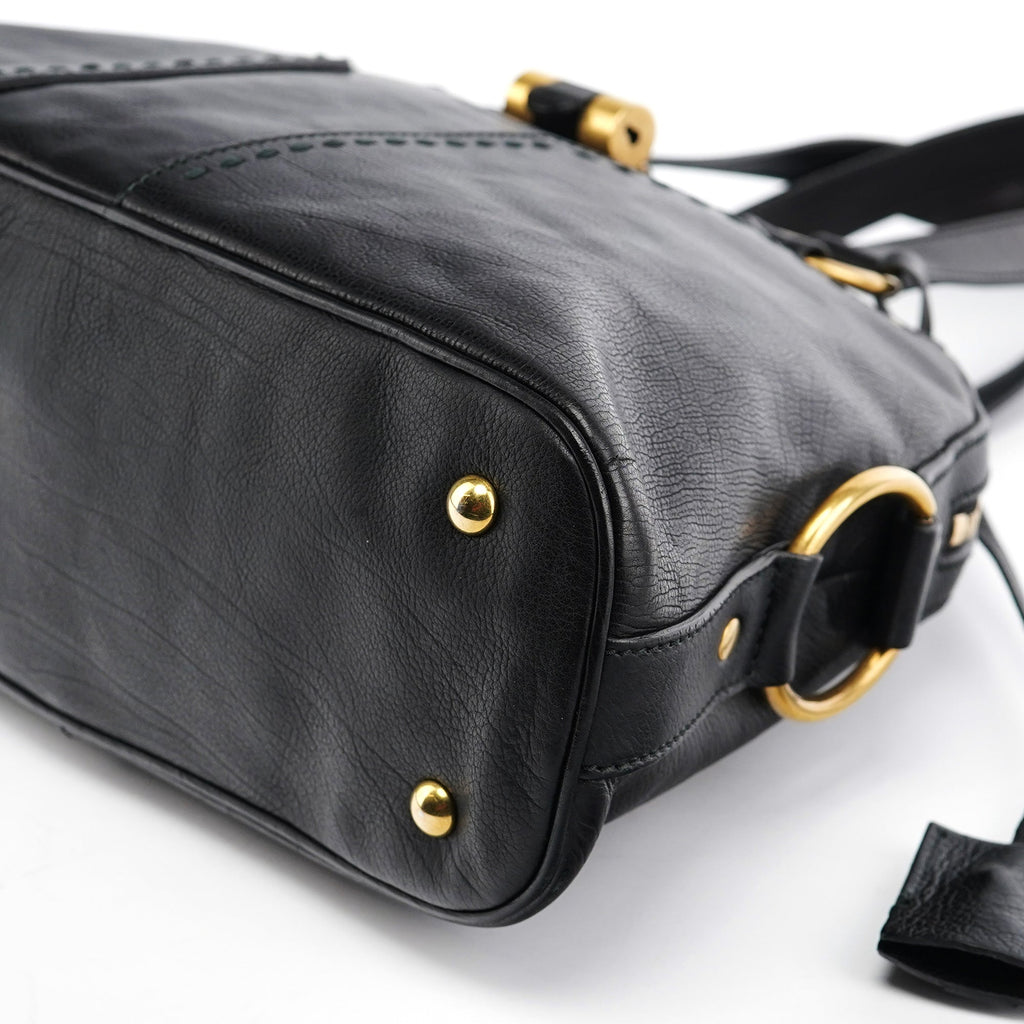 Black Calfskin Leather Muse Tote Bag