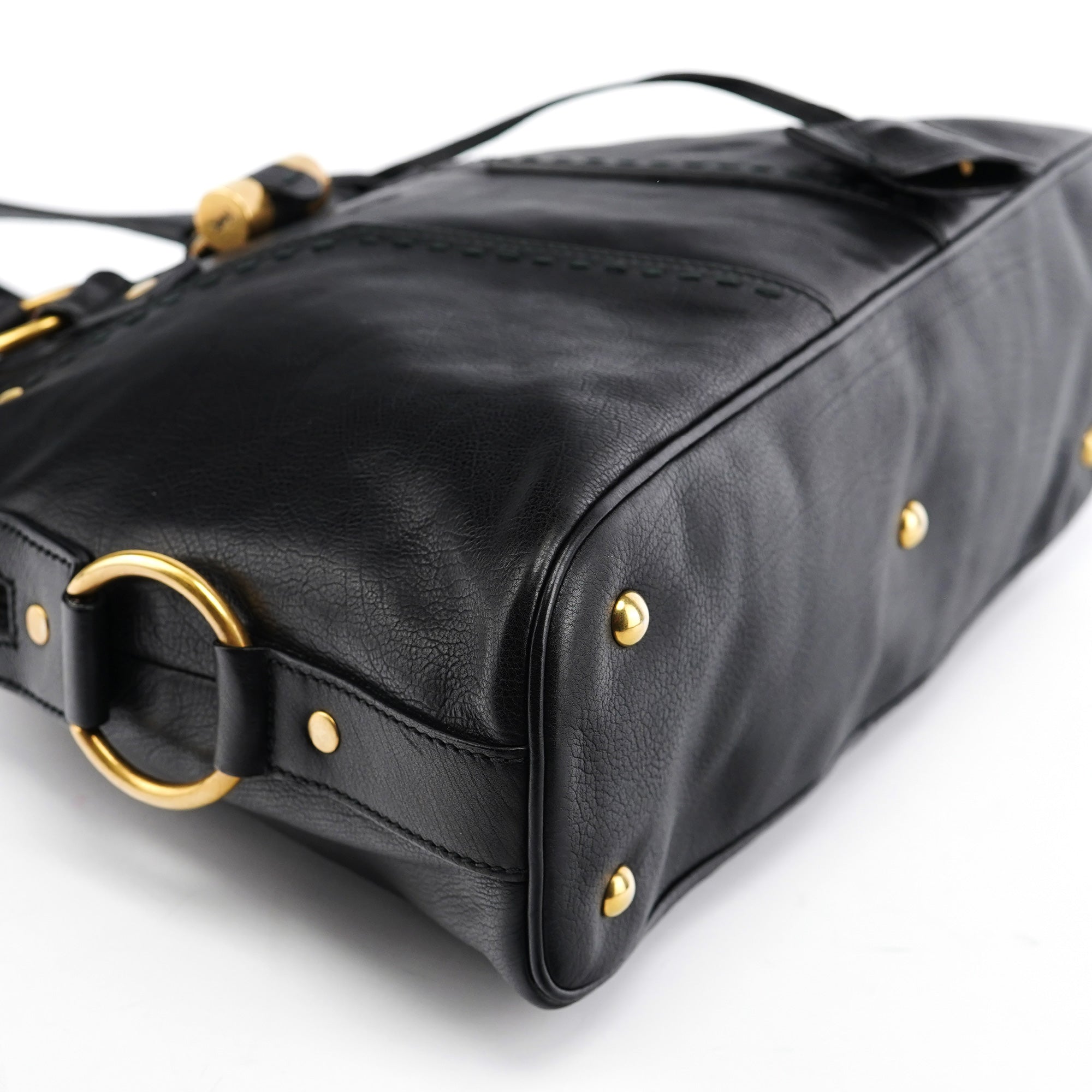 Black Calfskin Leather Muse Tote Bag