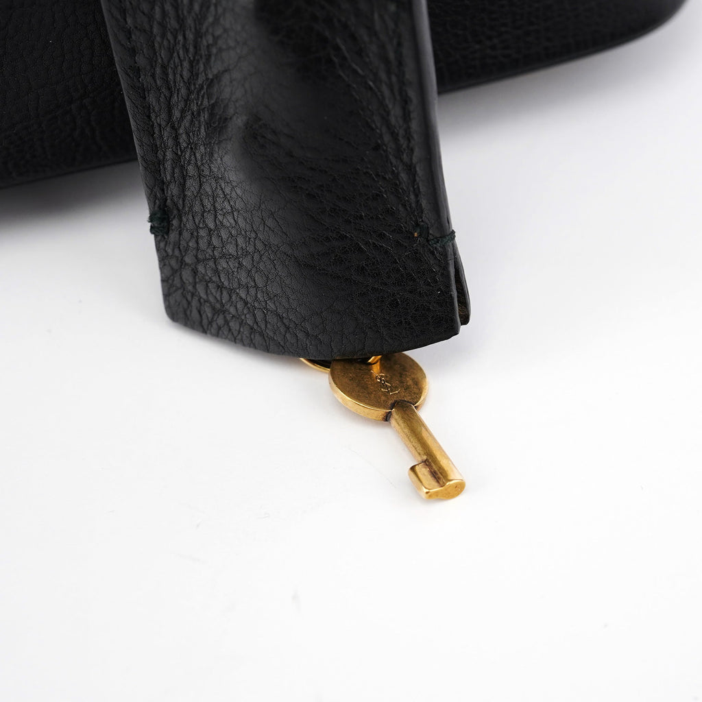 Black Calfskin Leather Muse Tote Bag