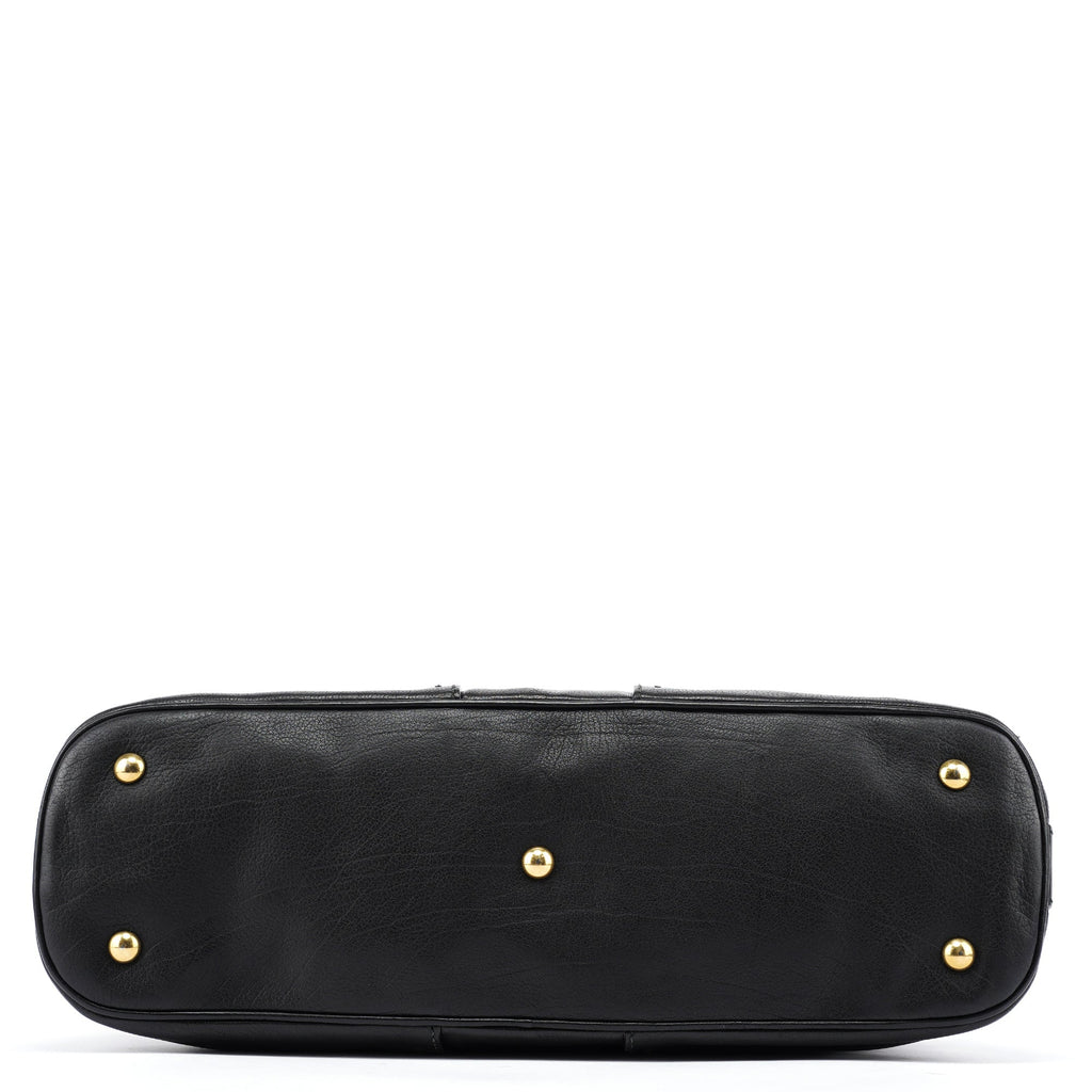 Black Calfskin Leather Muse Tote Bag