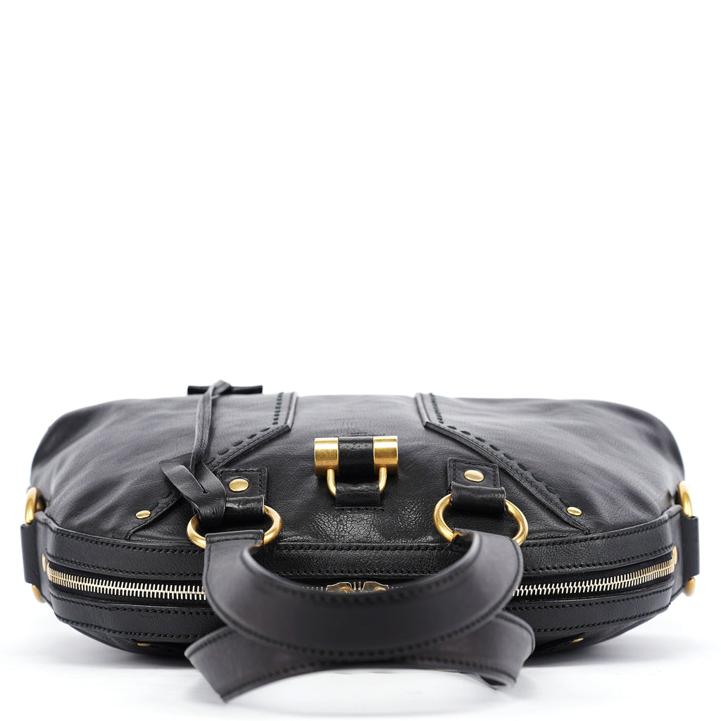 Black Calfskin Leather Muse Tote Bag