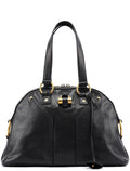 Black Calfskin Leather Muse Tote Bag