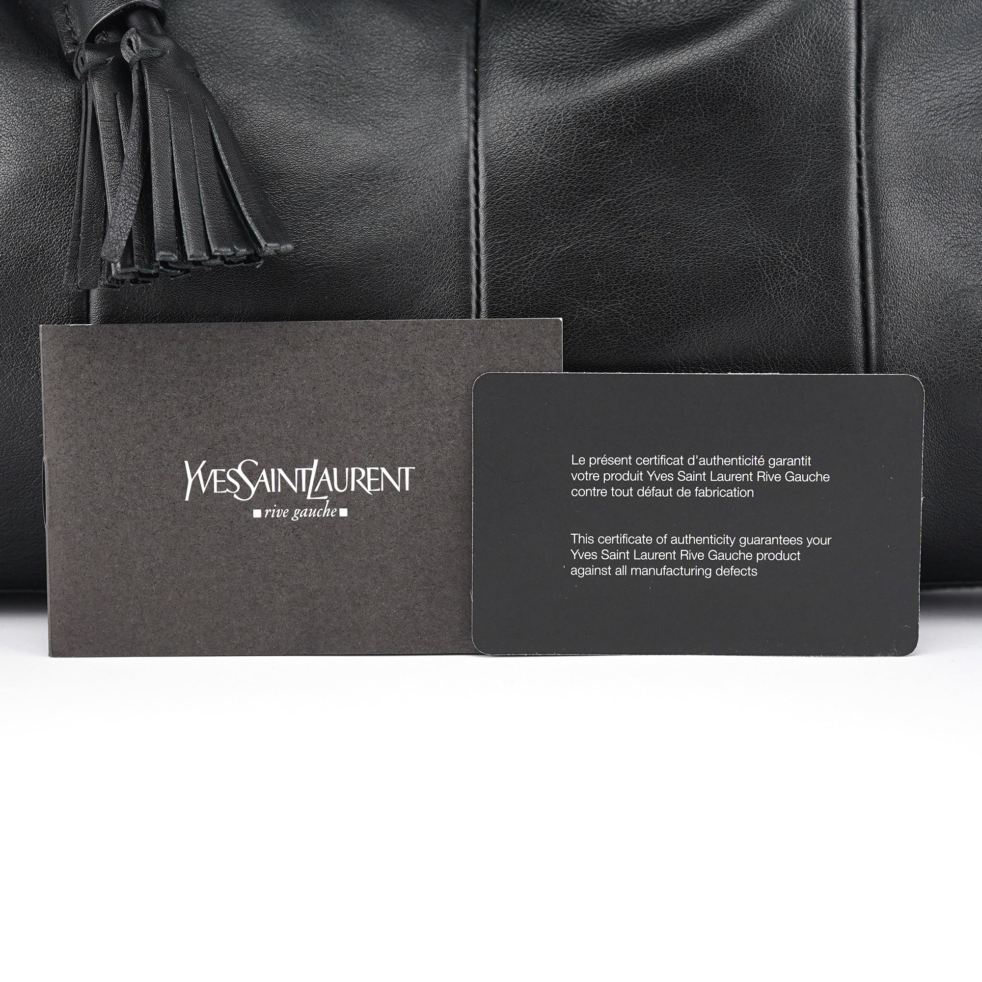 Black Calfskin Leather Tassel Shoulder Bag