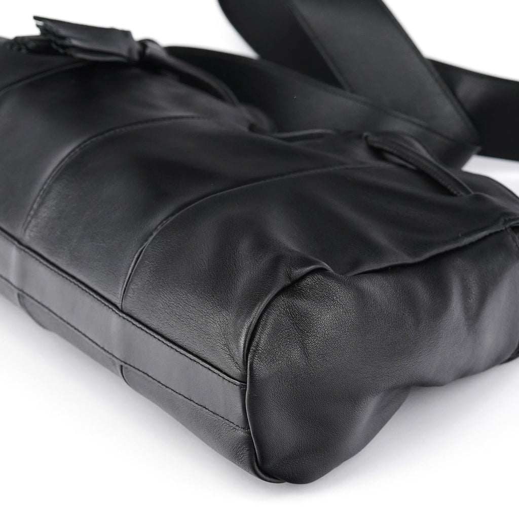 Black Calfskin Leather Tassel Shoulder Bag