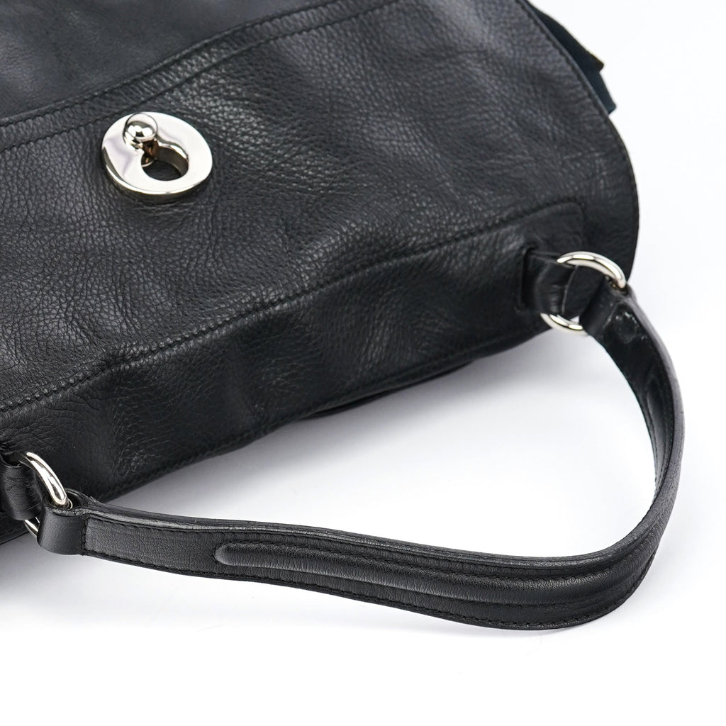 Black Large Leather Muse Two Bag