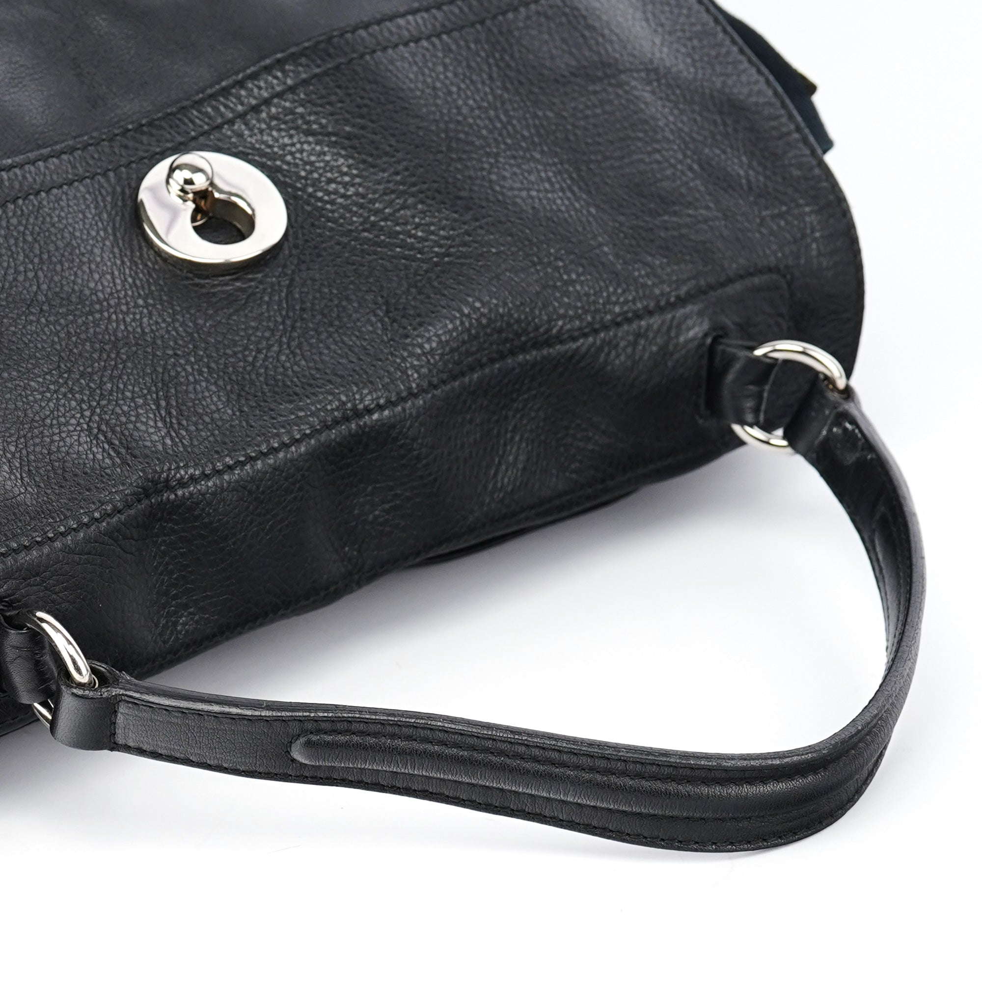 Black Large Leather Muse Two Bag