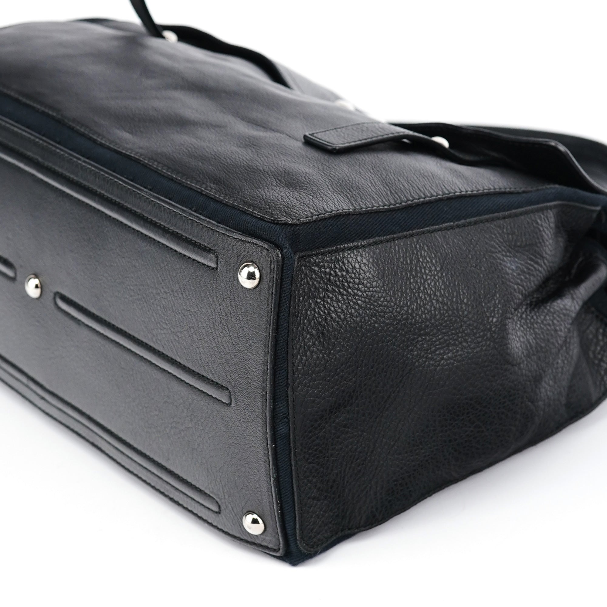 Black Large Leather Muse Two Bag