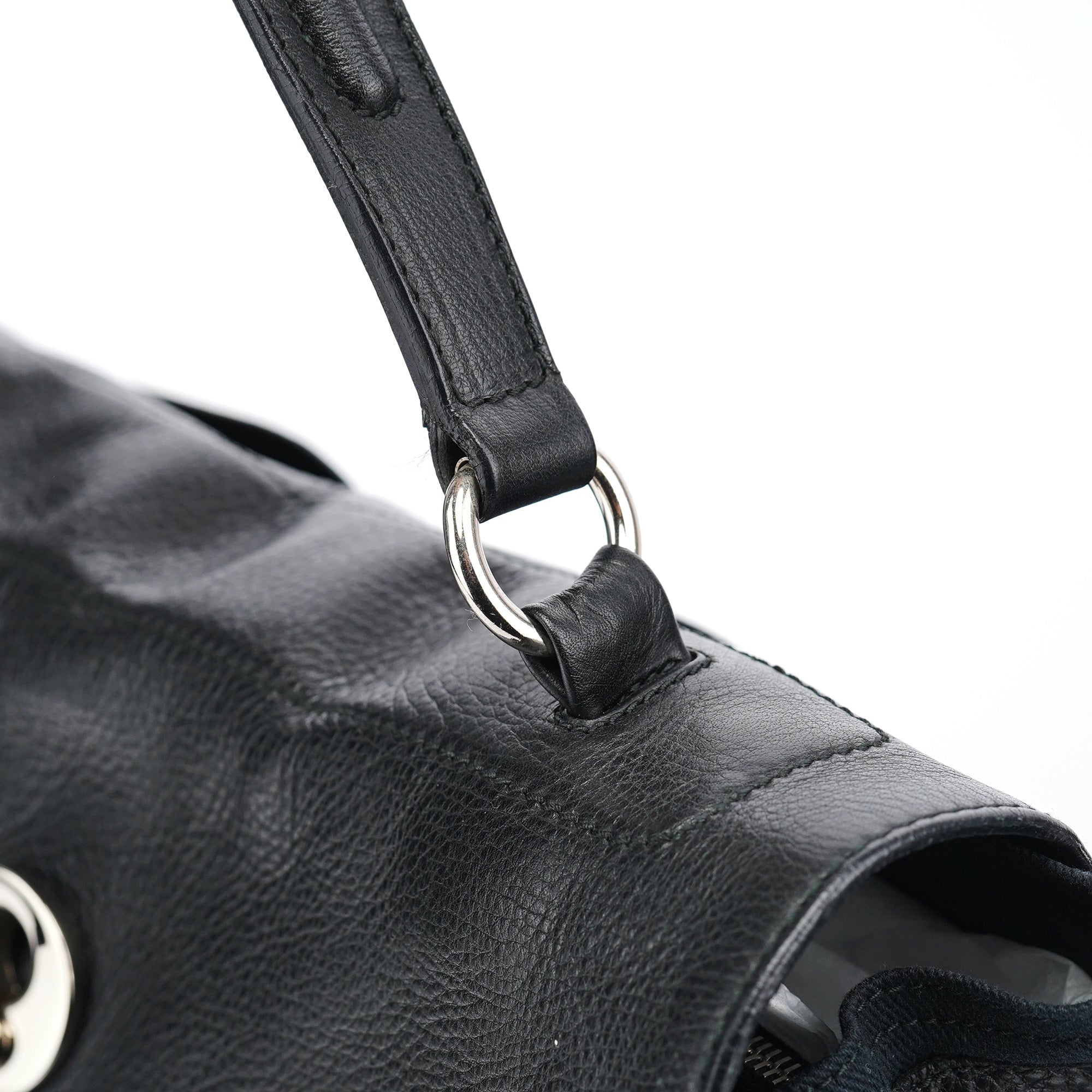 Black Large Leather Muse Two Bag