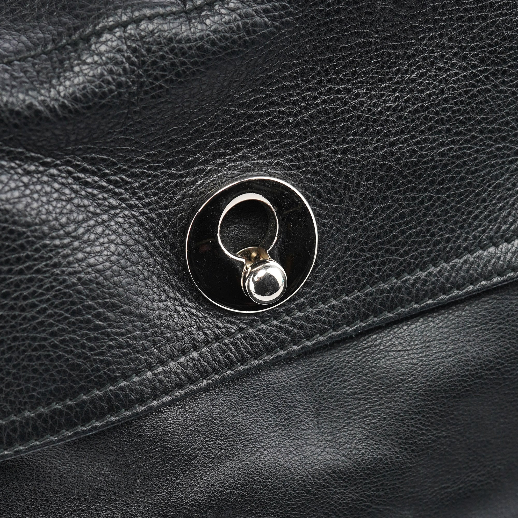 Black Large Leather Muse Two Bag