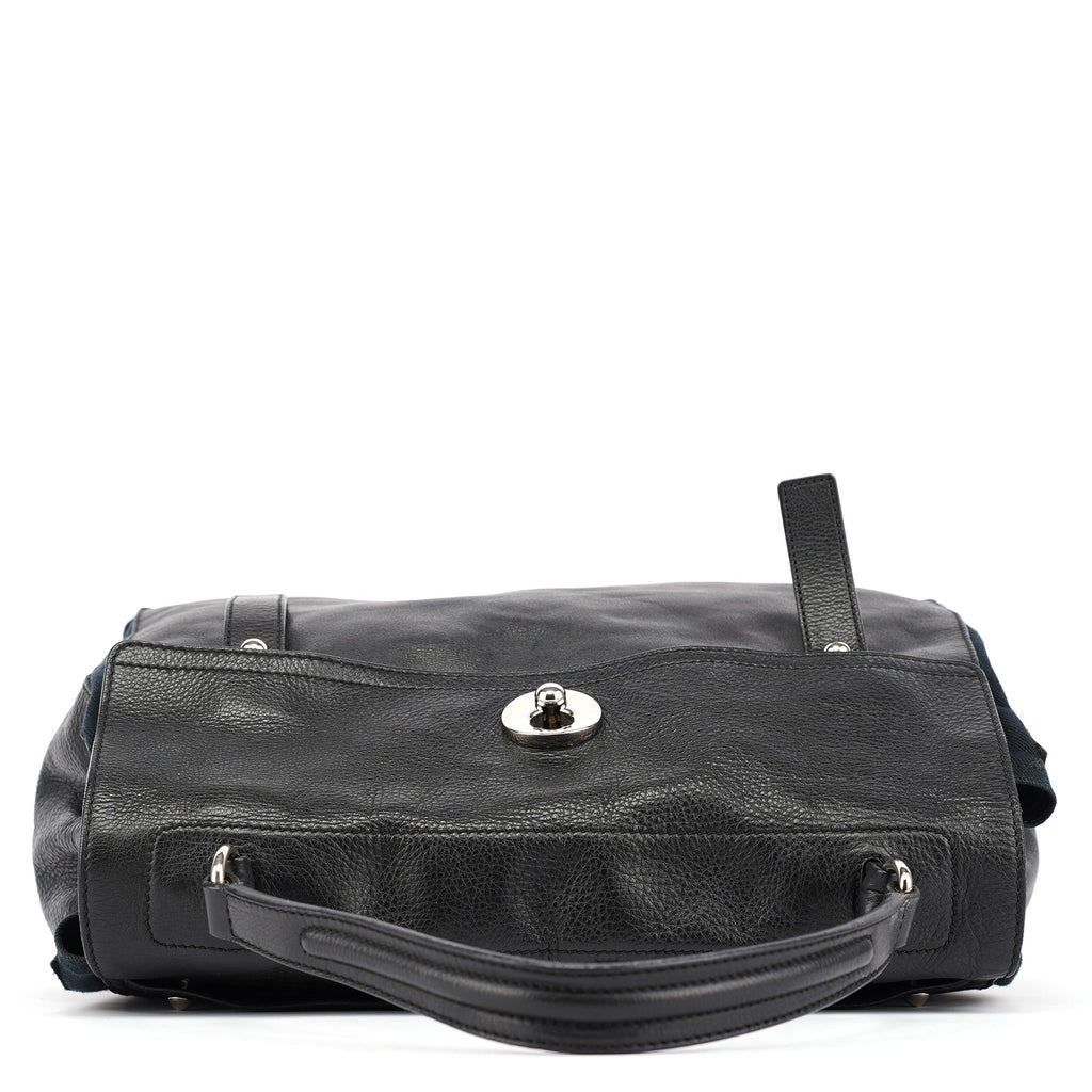 Black Large Leather Muse Two Bag