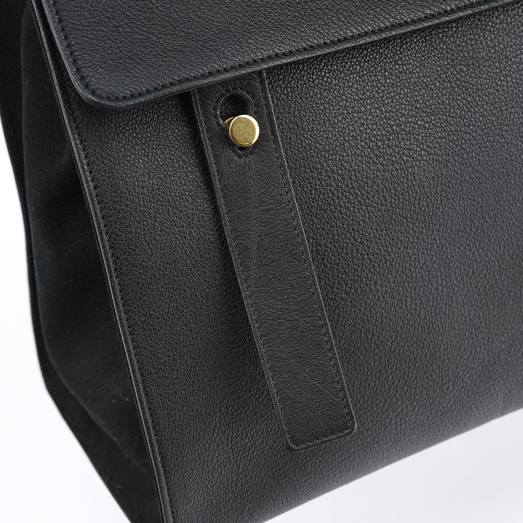 Black Leather Canvas Muse Two 2-Way Bag