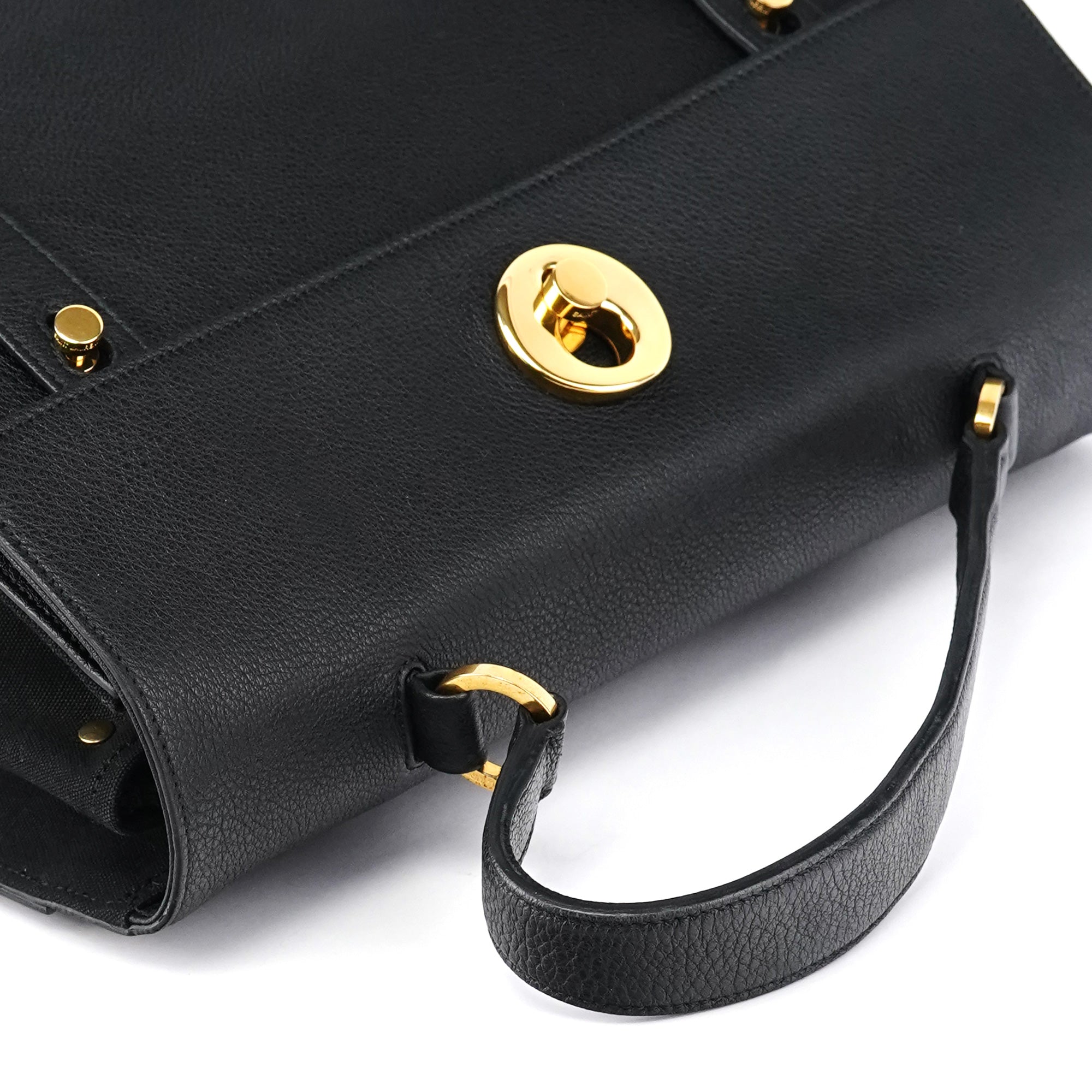 Black Leather Canvas Muse Two 2-Way Bag