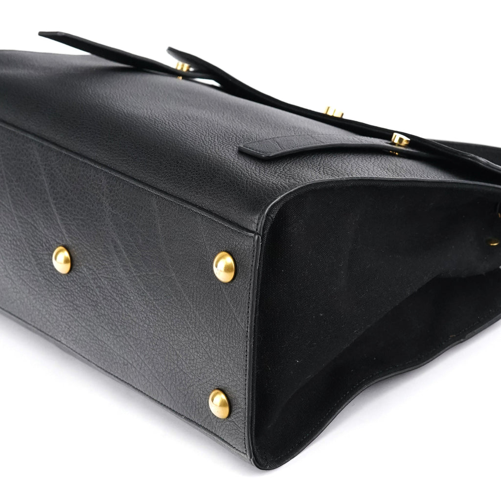 Black Leather Canvas Muse Two 2-Way Bag