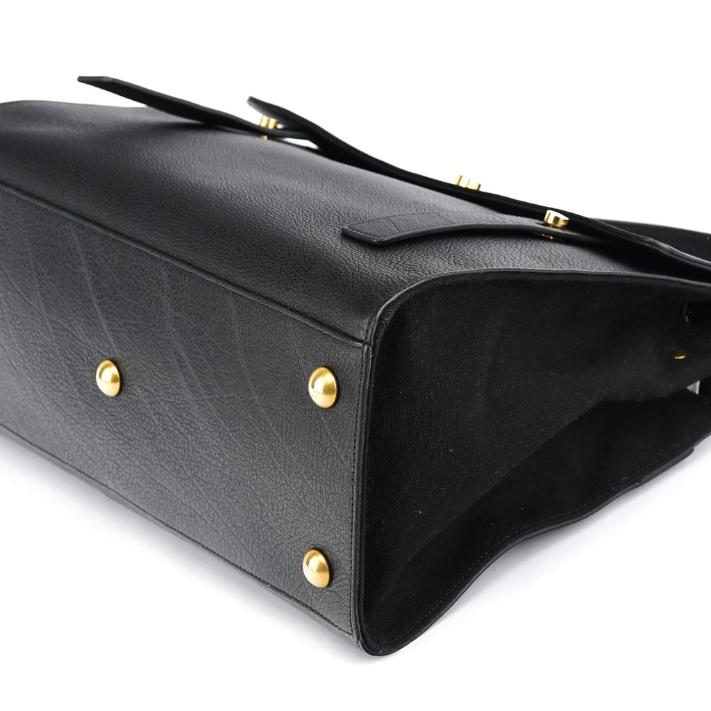 Black Leather Canvas Muse Two 2-Way Bag
