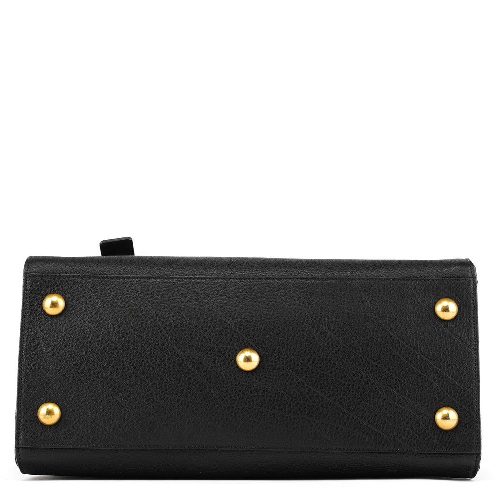 Black Leather Canvas Muse Two 2-Way Bag