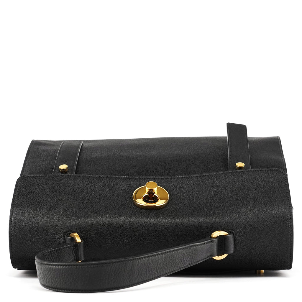 Black Leather Canvas Muse Two 2-Way Bag