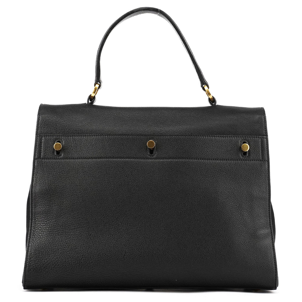 Black Leather Canvas Muse Two 2-Way Bag