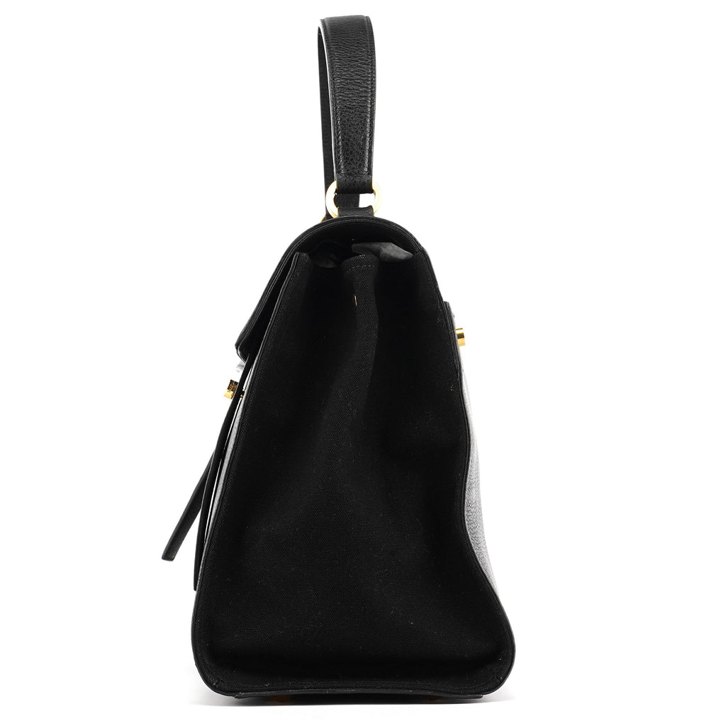 Black Leather Canvas Muse Two 2-Way Bag