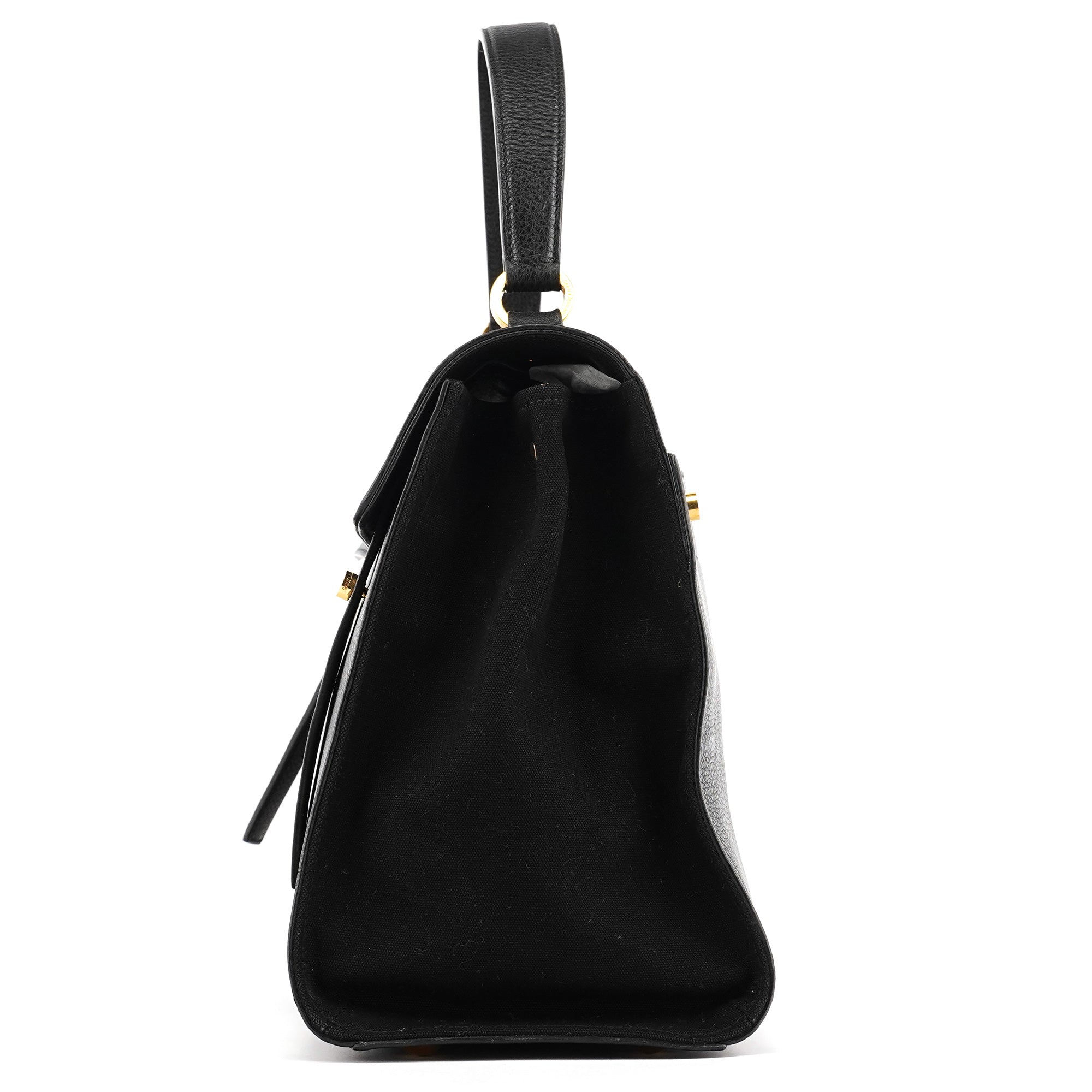 Black Leather Canvas Muse Two 2-Way Bag