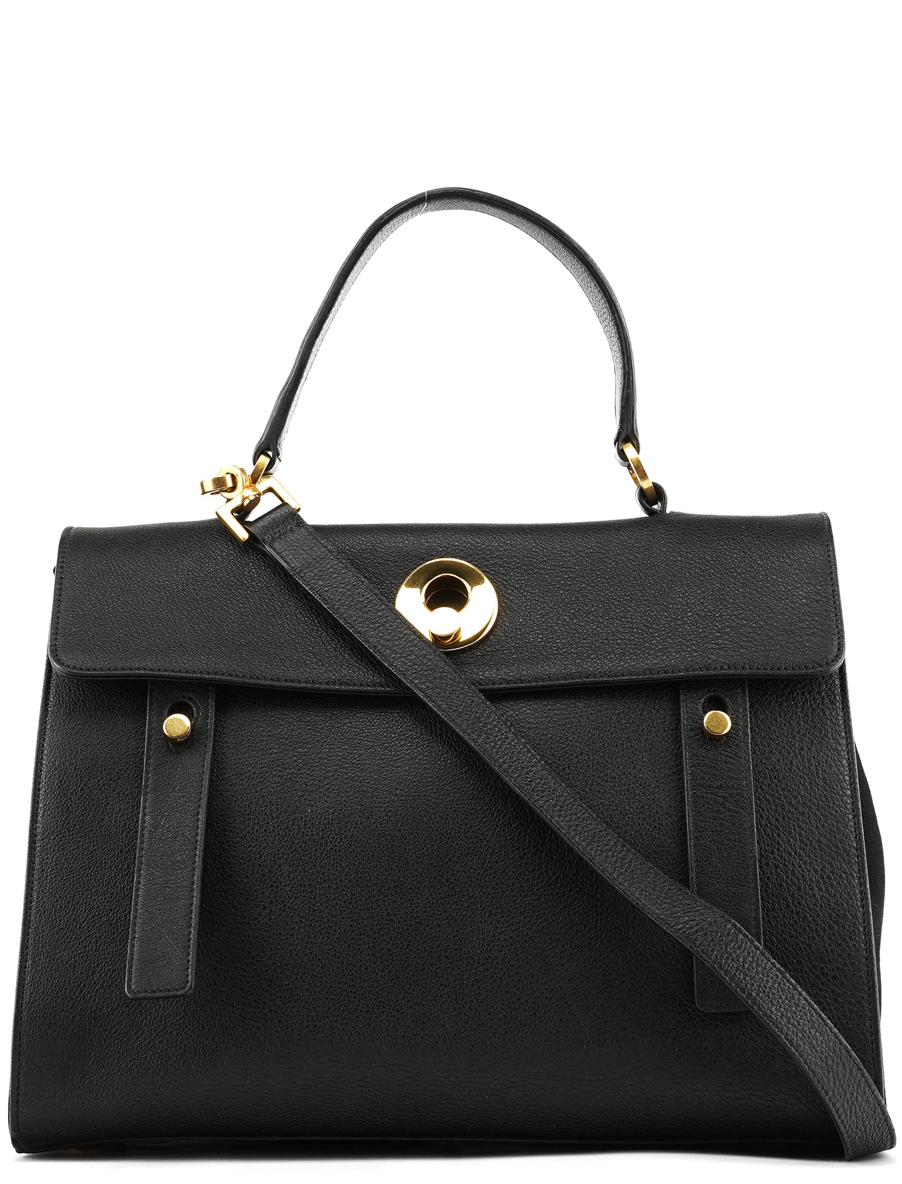 Black Leather Canvas Muse Two 2-Way Bag