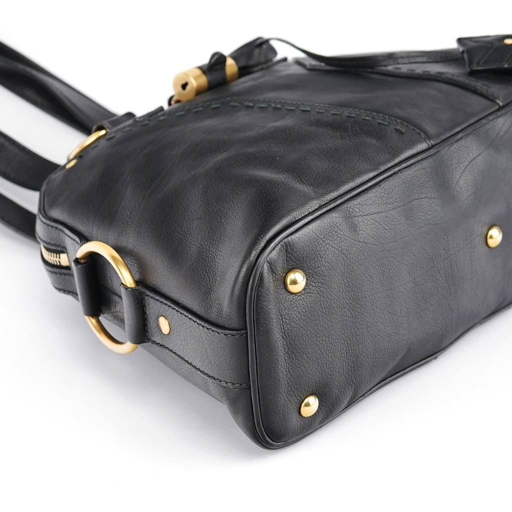 Black Leather Muse Tote Bag