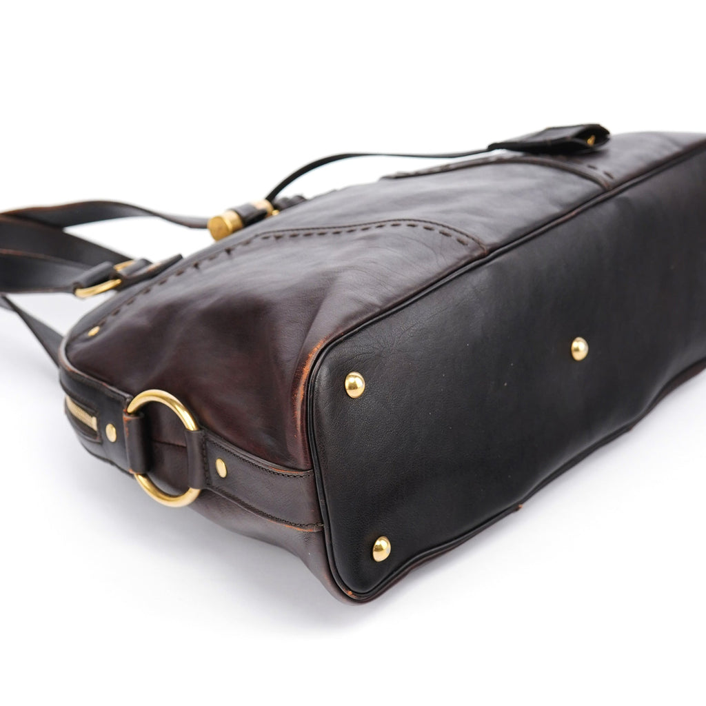 Dark Brown Leather Muse Tote Bag
