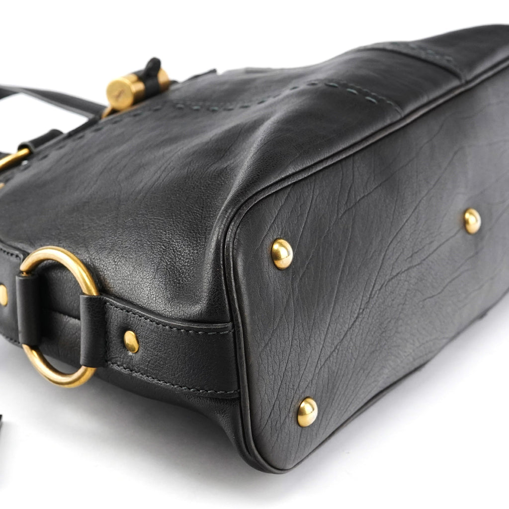 Black Leather Muse Tote Bag