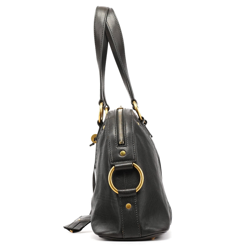 Black Leather Muse Tote Bag