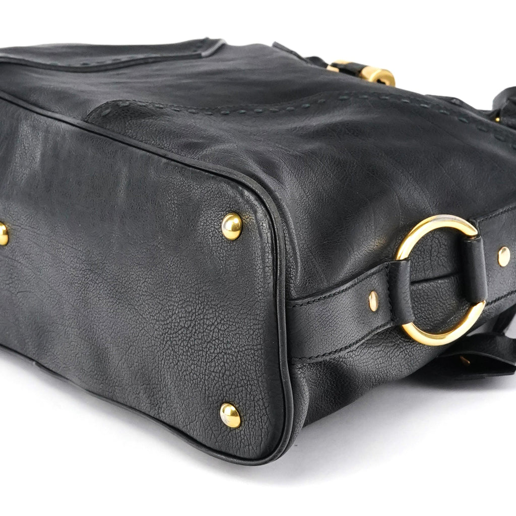 Black Leather Muse Tote Bag