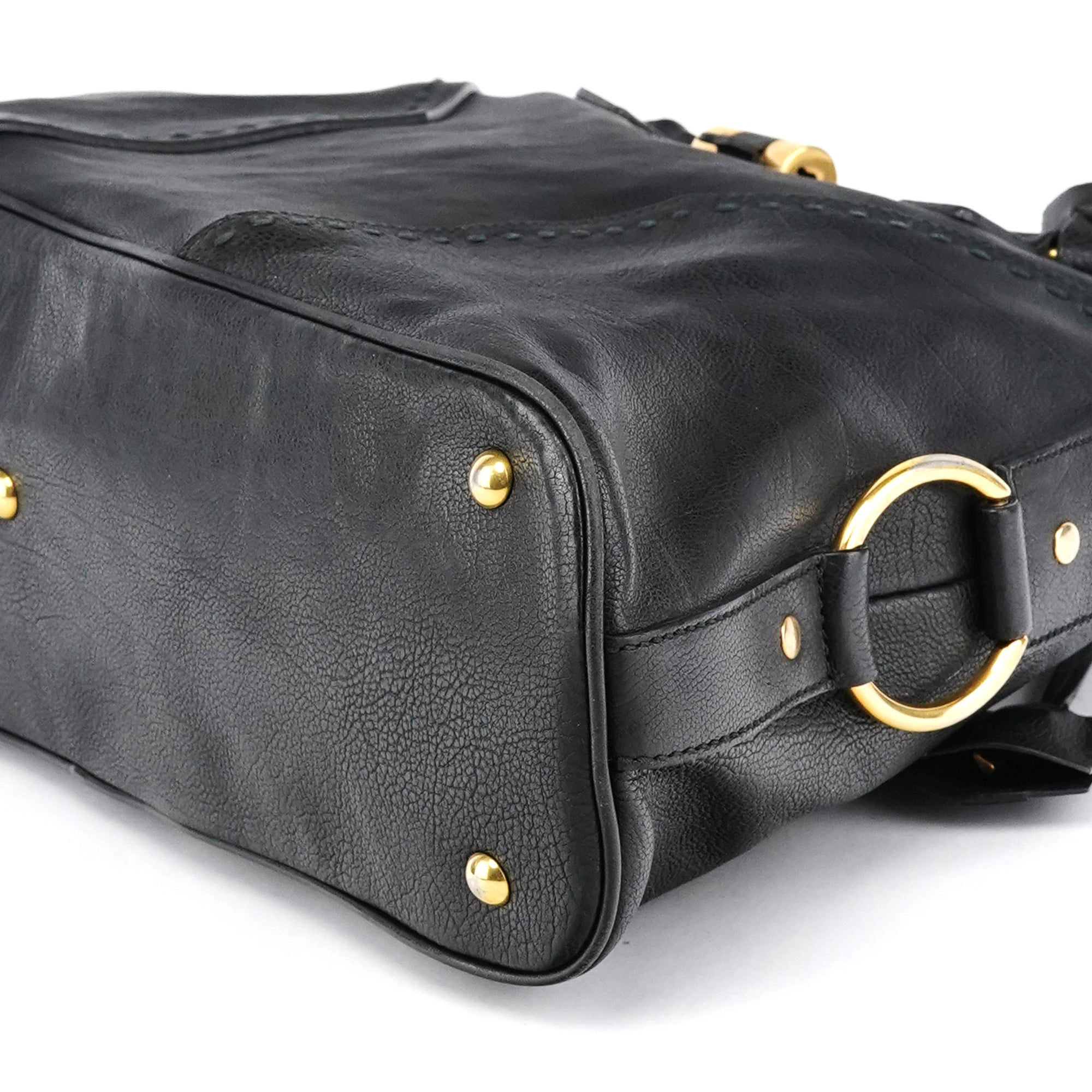 Black Leather Muse Tote Bag