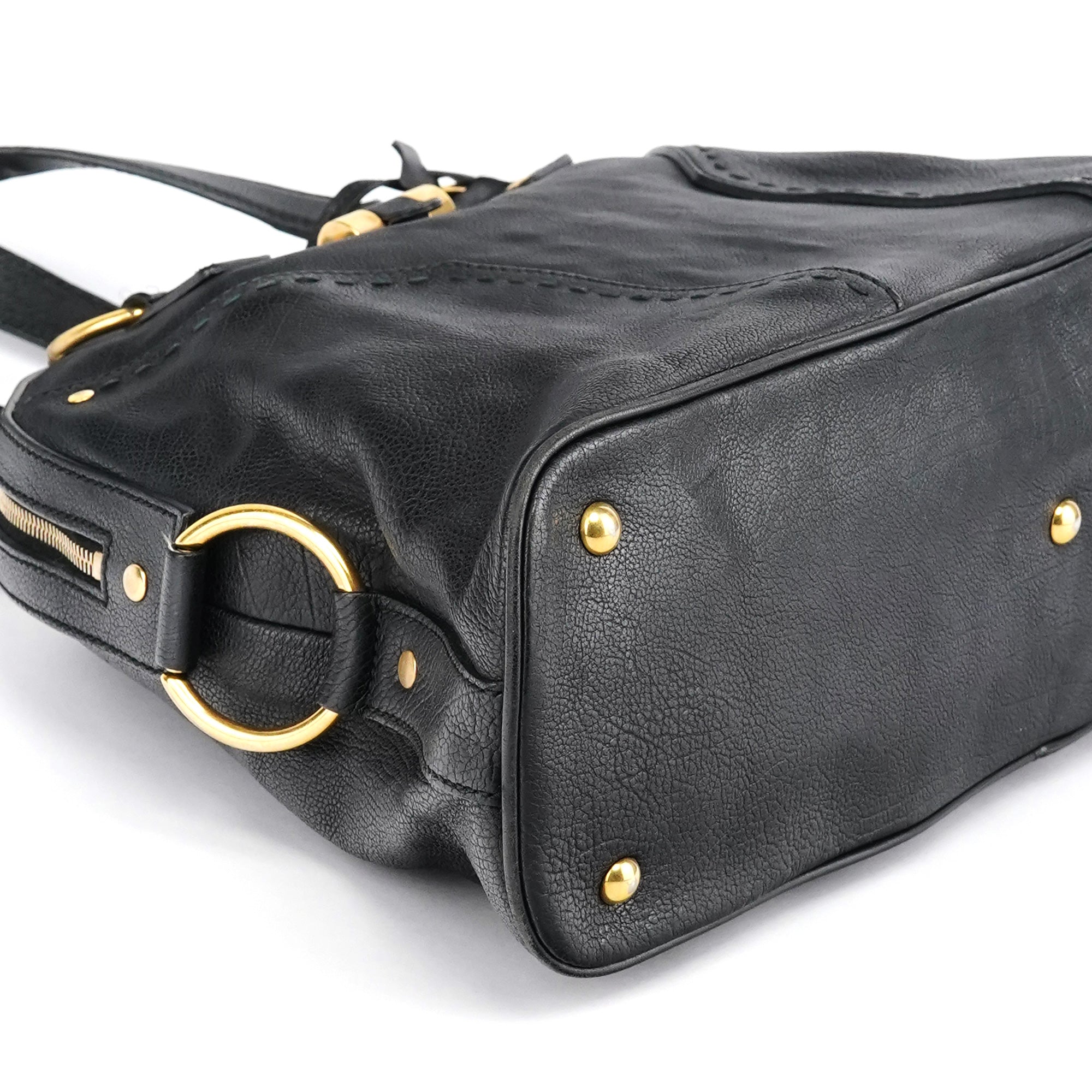Black Leather Muse Tote Bag