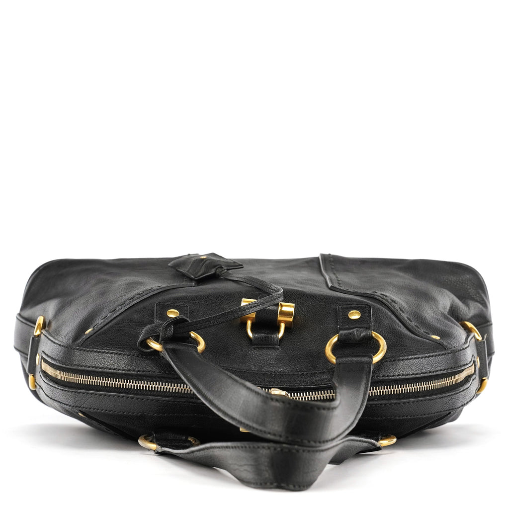 Black Leather Muse Tote Bag