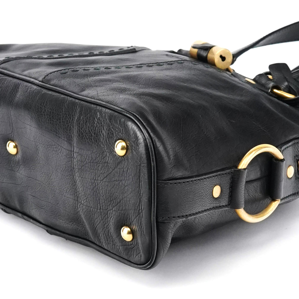 Black Leather Muse Tote Bag