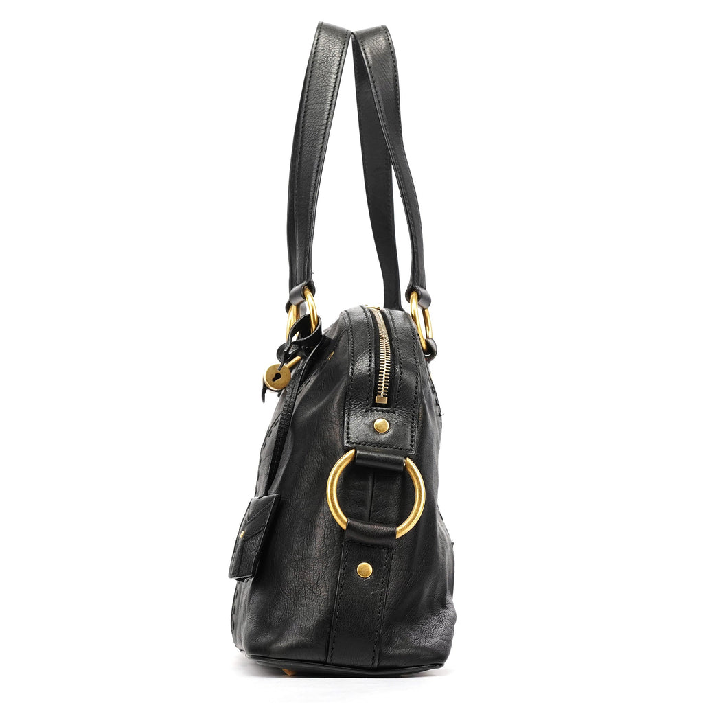 Black Leather Muse Tote Bag