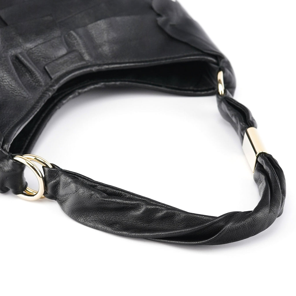 Black Leather Saint Tropez Shoulder Bag
