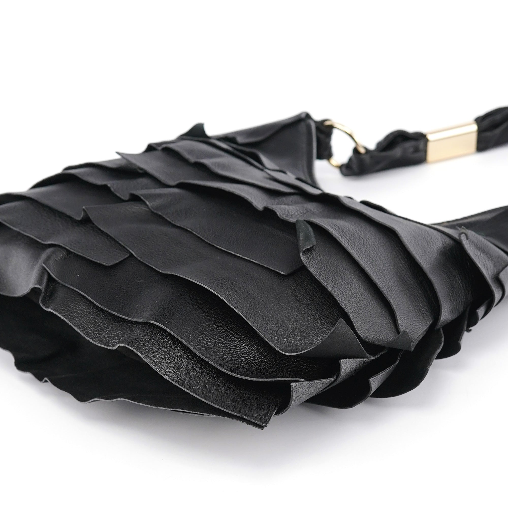 Black Leather Saint Tropez Shoulder Bag