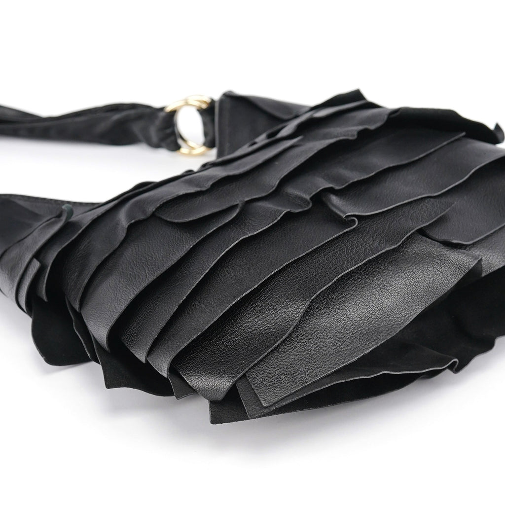 Black Leather Saint Tropez Shoulder Bag