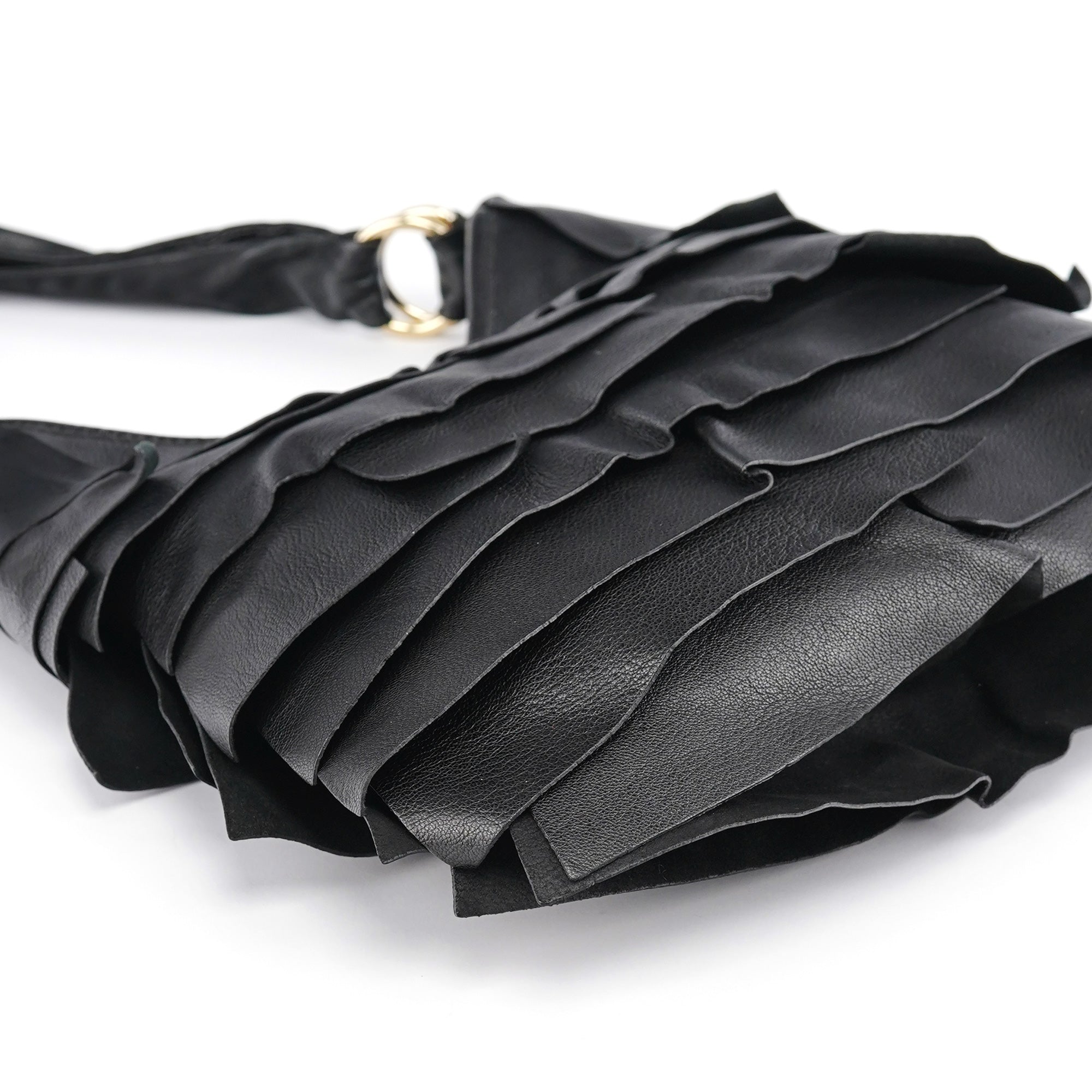 Black Leather Saint Tropez Shoulder Bag