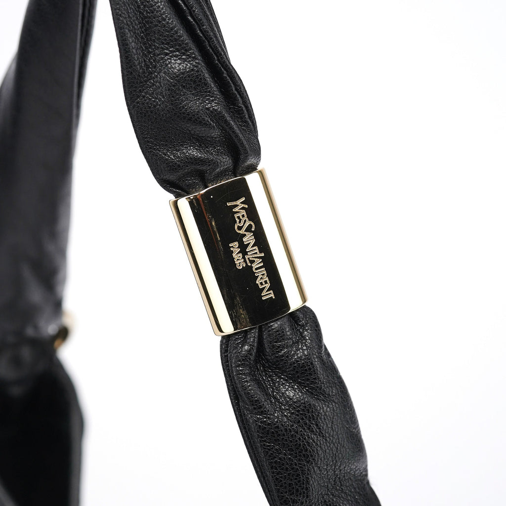 Black Leather Saint Tropez Shoulder Bag