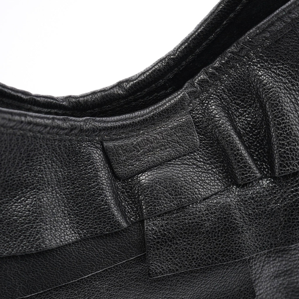 Black Leather Saint Tropez Shoulder Bag