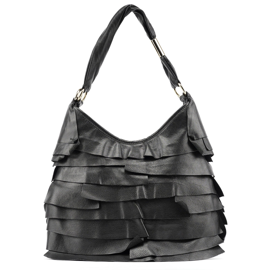 Black Leather Saint Tropez Shoulder Bag