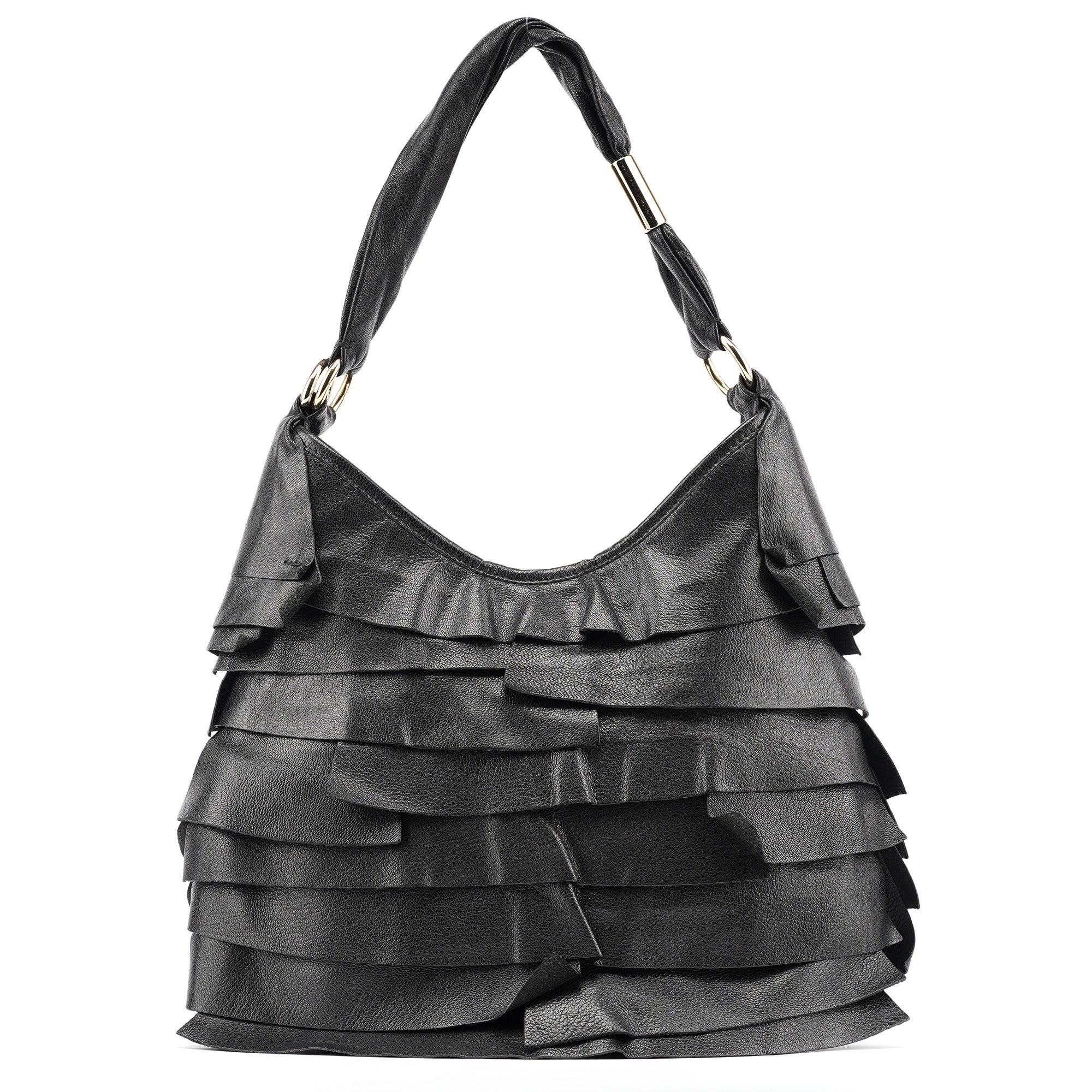 Black Leather Saint Tropez Shoulder Bag