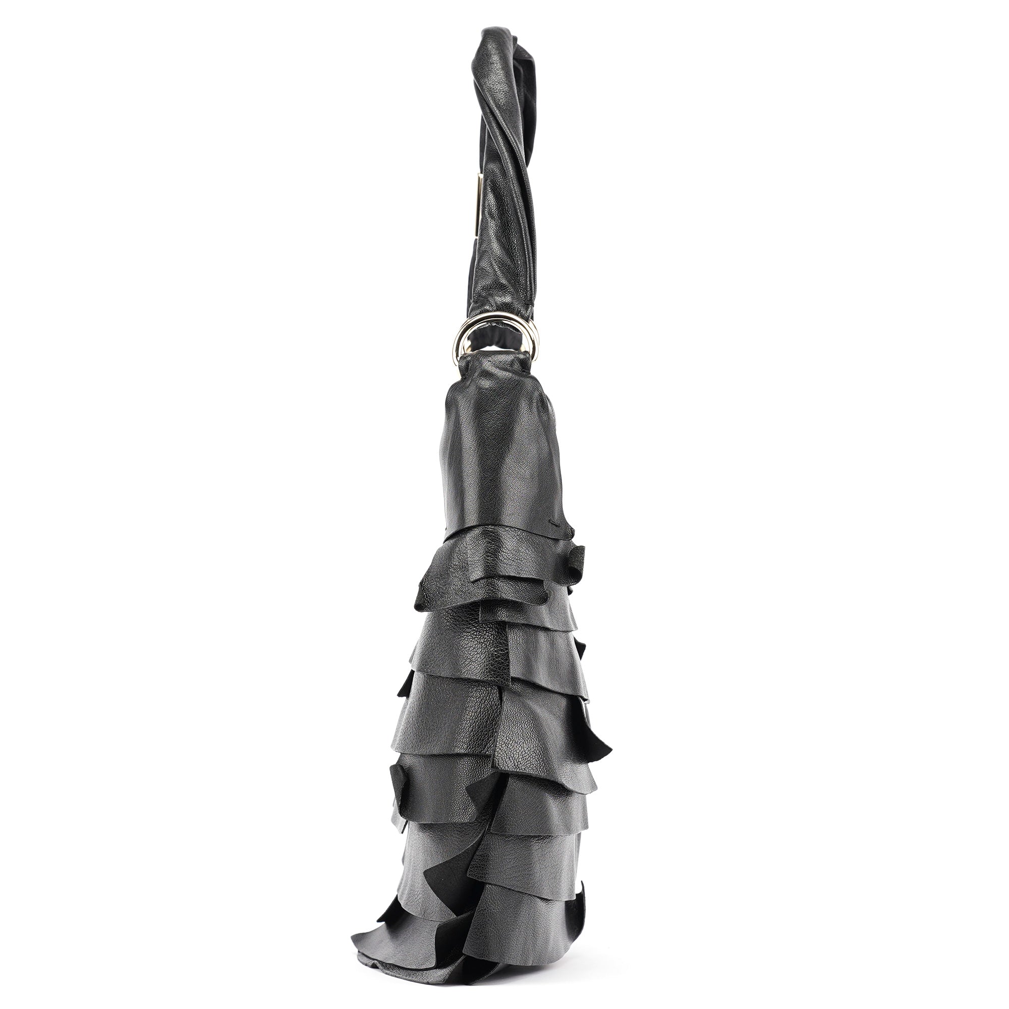Black Leather Saint Tropez Shoulder Bag