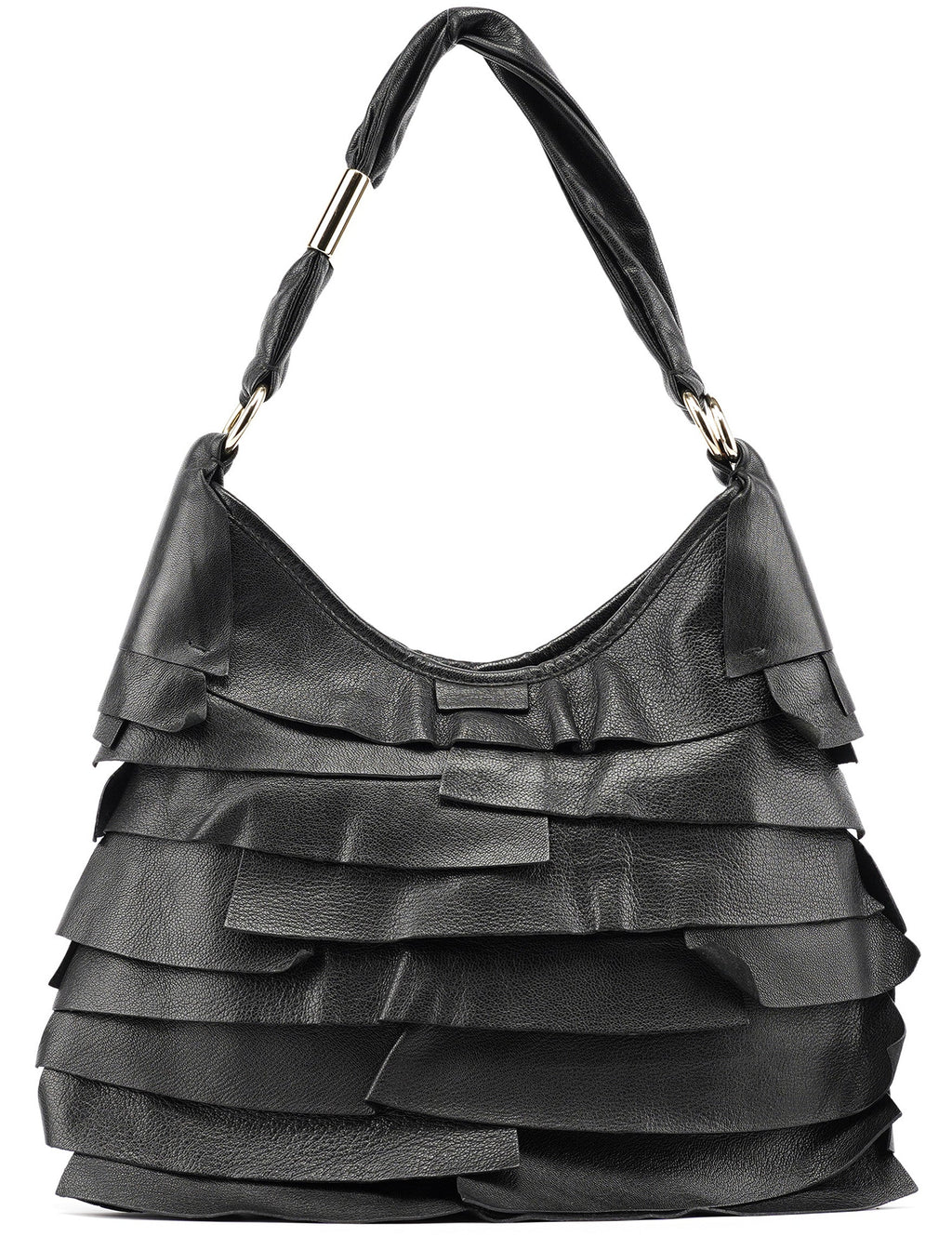 Black Leather Saint Tropez Shoulder Bag