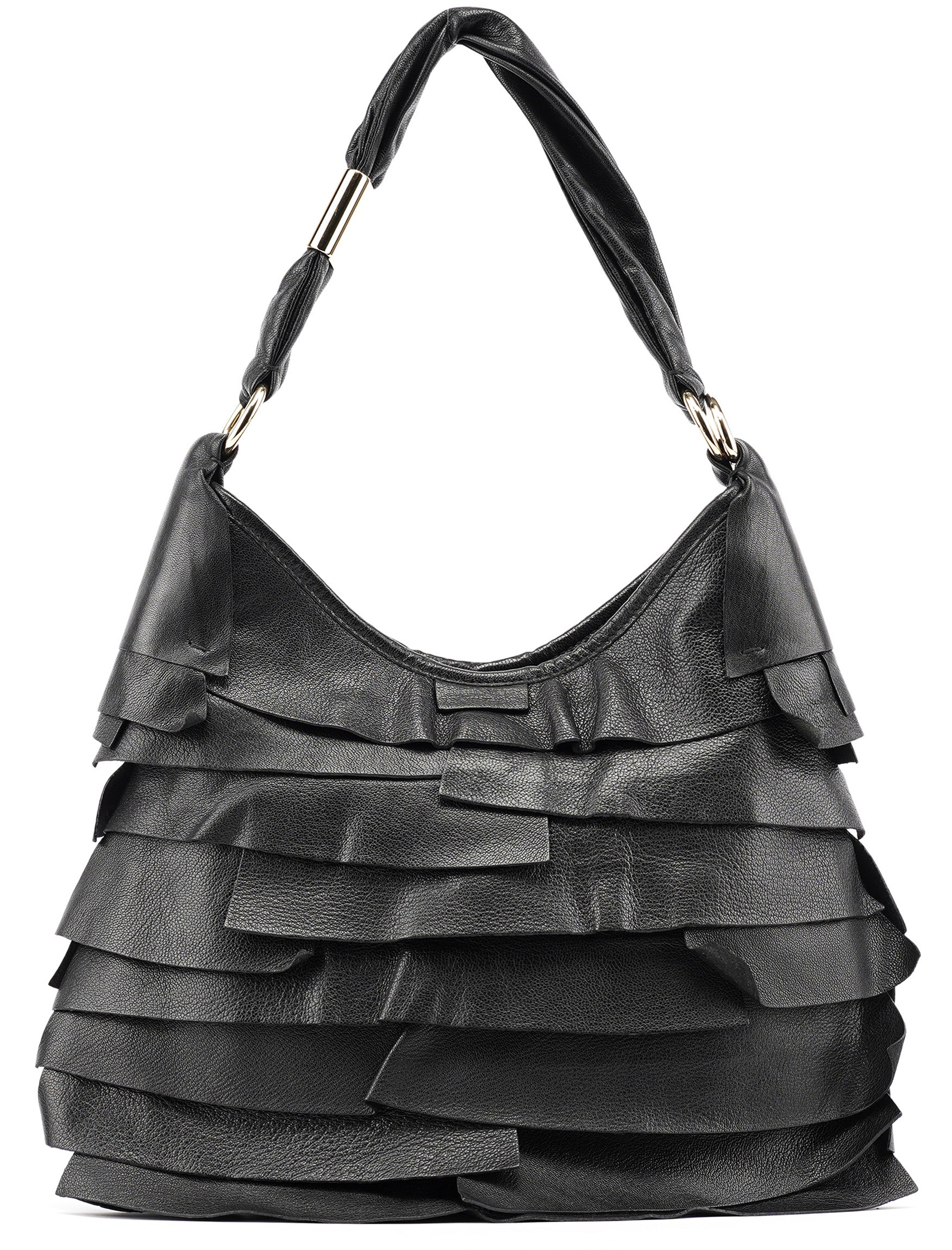 Black Leather Saint Tropez Shoulder Bag